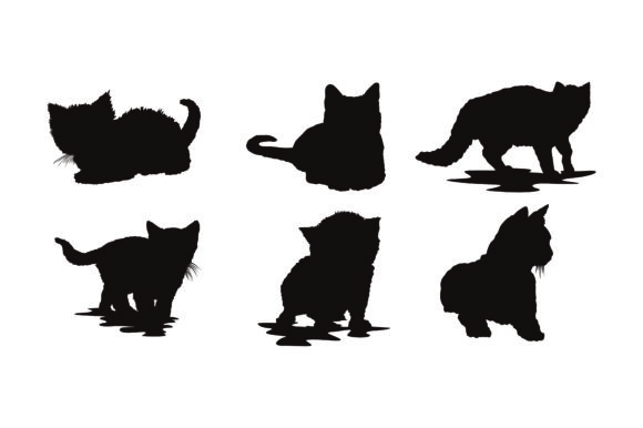Cat and Kitten Silhouette