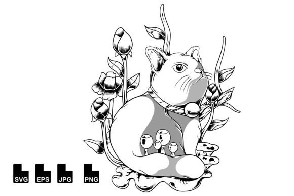 Cute Cat Black White