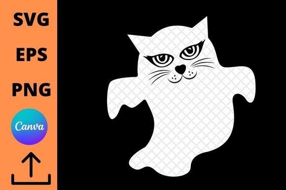Cute Ghost Cat Embroidery Design