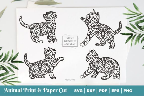 Kitty Cat Paper Cut Print, Vector