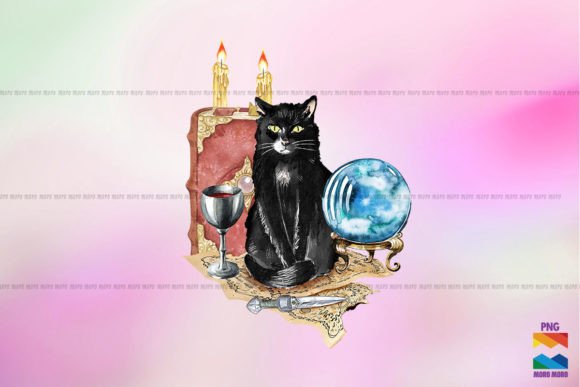 Magic Cat with Book and Magic Ball
